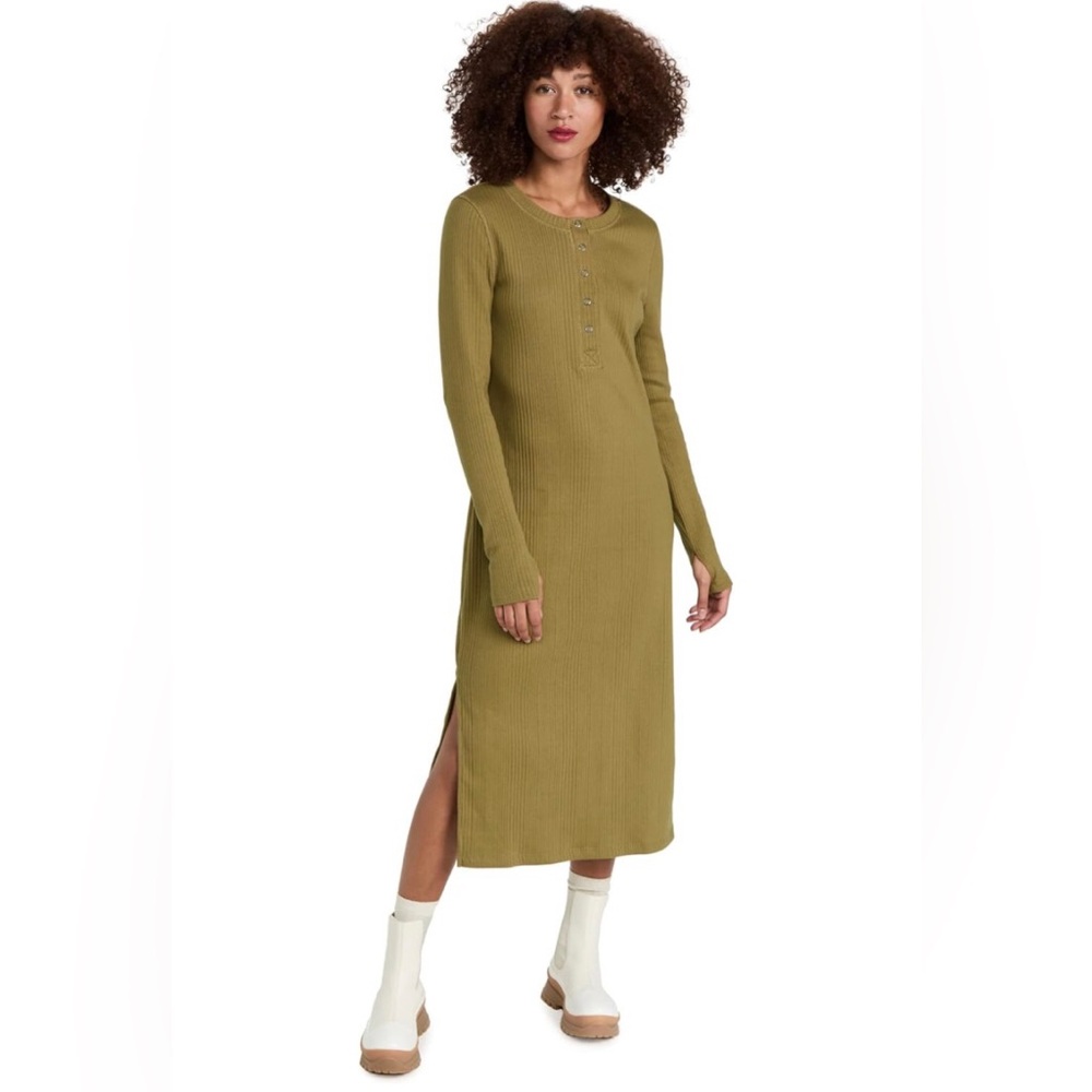 Sweaty Betty Ribbed Henley Knit Midi Dress